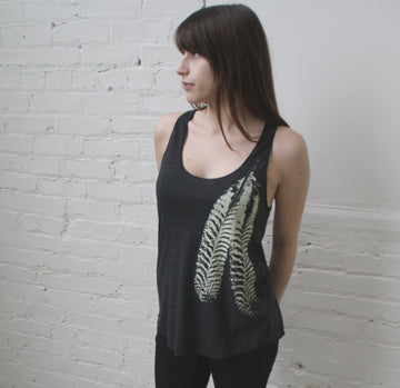 Feather on Tri-Blend Racerback Tank- design and print by Blonde Peacock. - Wholesale